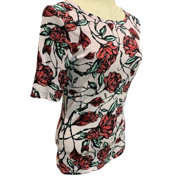 Size Small LulaRoe Womens Rose Print Tshirt Short Sleeve - Picture 6 of 7